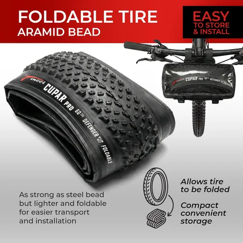 Miniatura 5 de Fincci Foldable 26x2.10 Mountain Bike Tires - 26 Inch Bike Tires with 1mm Nylon Puncture Proof - Black Kevlar 26 Bike Tyre 60 TPI with Cross Country