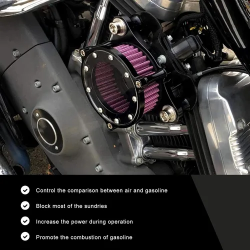 Miniatura 5 de Sporacingrts Filtro de aire para motocicleta CNC limpiador de aire negro Filtro de entrada Compatible con Sportster Police XL883P