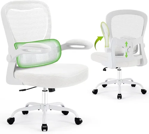 Miniatura 15 de AreShark Silla de oficina ergonómica, cómoda silla de escritorio con soporte lumbar ajustable, silla de computadora de malla con ruedas, Negro