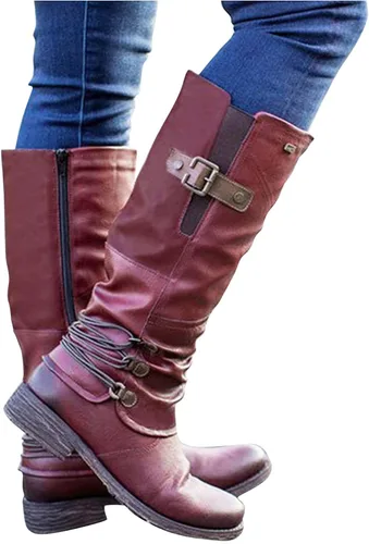 Miniatura 3 de Botas para mujer, a la moda, con punta cuadrada, estilo vaquero, con correa de media pantorrilla, botas retro para otoño 2022