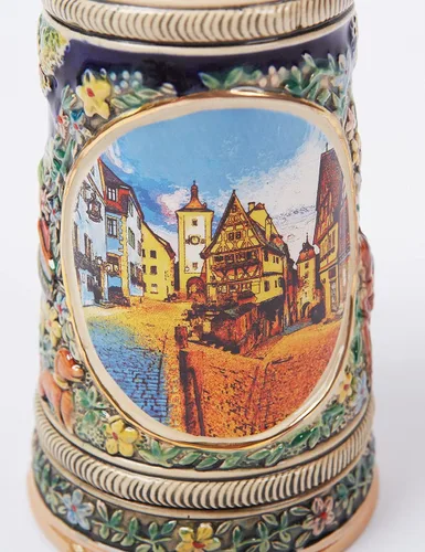 Miniatura 9 de Taza de cerveza alemana Oktoberfest Bávara Frankfurt Viking Tankard con tapa Petwer para hombres, padre amante de la cerveza, 0.6 litros