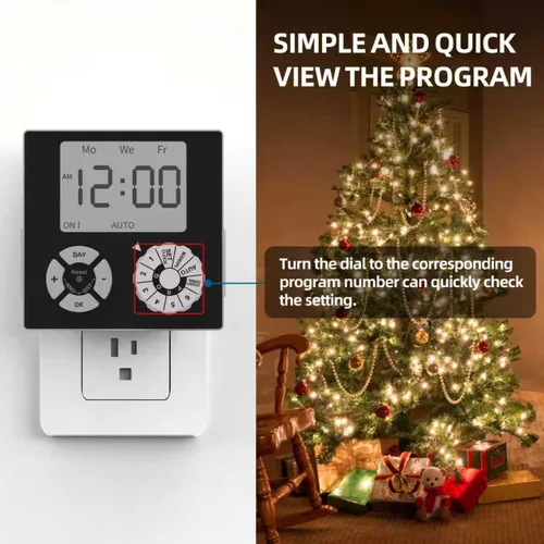 Miniatura 5 de TiFFCOFiO Temporizador de Enchufe Mecánico para Interiores, Temporizadores de 3 Clavijas para Tomas Eléctricas, Temporizador de Luz Enchufable