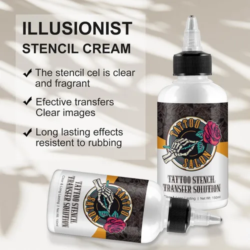 Miniatura 2 de Solución de gel de transferencia de plantillas de tatuaje, 5.1 fl oz de gel profesional para plantillas de tatuaje, gel de crema de transferencia