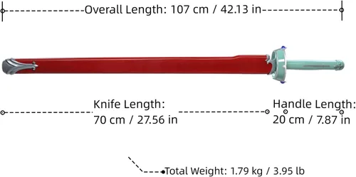 Miniatura 2 de Sword Valley Luz brillante - Espada roja SAO - 42.1 in/42.13 pulgadas - Símbolos de runas de talla de hoja - Hoja de acero inoxidable - Forjado a