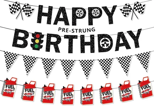 Miniatura 13 de Decoraciones de fiesta de cumpleaños de baloncesto preencordadas, sin pancarta de feliz cumpleaños con purpurina, guirnalda de papel, remolinos