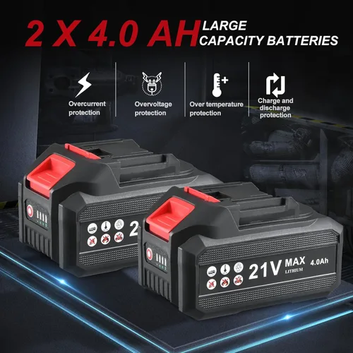 Miniatura 4 de AOBEN Amoladora angular inalámbrica de 4-1/2 pulgadas, herramienta de amoladora con batería de 21V, amoladoras eléctricas de potencia, motor sin