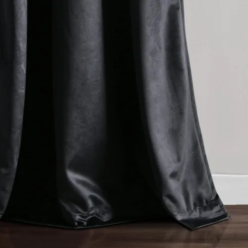 Miniatura 4 de Lush Decor Prima Velvet Sólido - Par de paneles de cortinas para ventana con ojales de filtrado de luz, 95" L x 38" A, Negro
