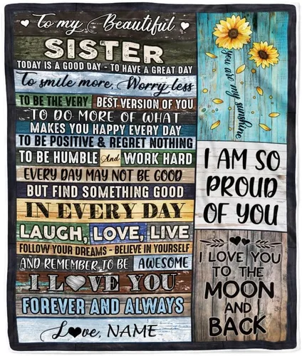 Miniatura 19 de Manta personalizada con texto en inglés «To My Sister from Brother I Love You Hugs» (texto en inglés) con texto en inglés «To My Sister», «I Love