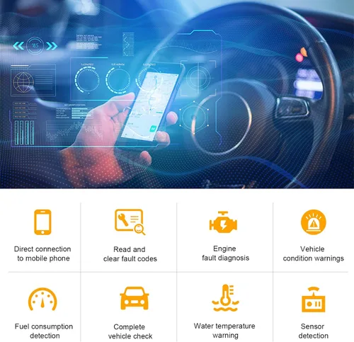 Miniatura 3 de Dickno ELM327 OBDⅡ Escáner de diagnóstico automático para coche, herramienta de escaneo Bluetooth automotriz profesional y lector de código