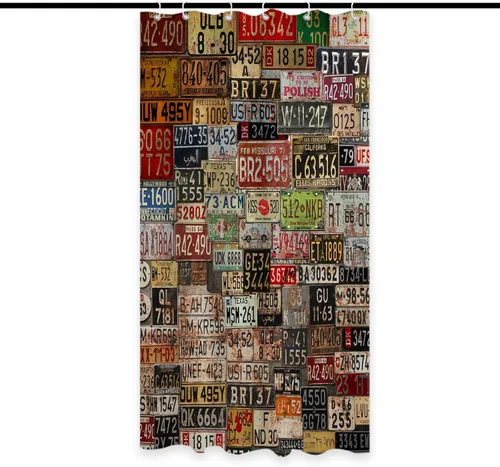 Cortina de ducha con diseño retro de camión americano, para garaje, tela con temática de granja de campo, para hombres y niños, juego de decoración
