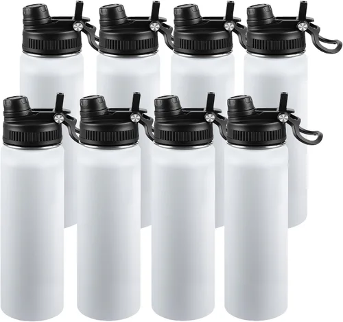 Miniatura 100 de Botella de agua aislada de 22 onzas, tapa 2 en 1 a prueba de fugas (sorbo/pajilla) + asa, botella de acero inoxidable para deportes, viajes, trabajo