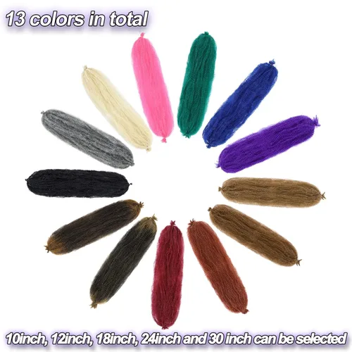 Miniatura 6 de Cabello Rizado Afro Elástico 8 Paquetes Cabello Trenzado Marley Twist Cabello Spring Twist Pre-Separado para Locs Falsos Cabello de Ganchillo Kinky