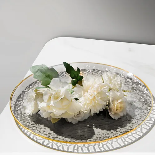 Miniatura 2 de Hioasis 60 piezas de platos de plástico negro - Juego de vajilla desechable con borde dorado, martillado, resistente, adecuado para 30 invitados