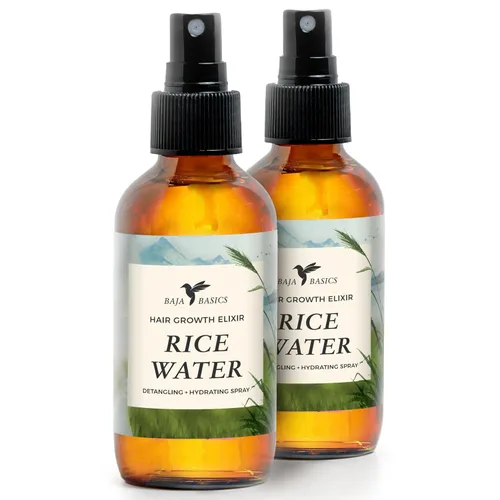 Miniatura 9 de Baja Basics, Agua de arroz para el crecimiento del cabello, grueso, fuerza, brillo, acondicionador sin enjuague para cuero cabelludo, hidratante