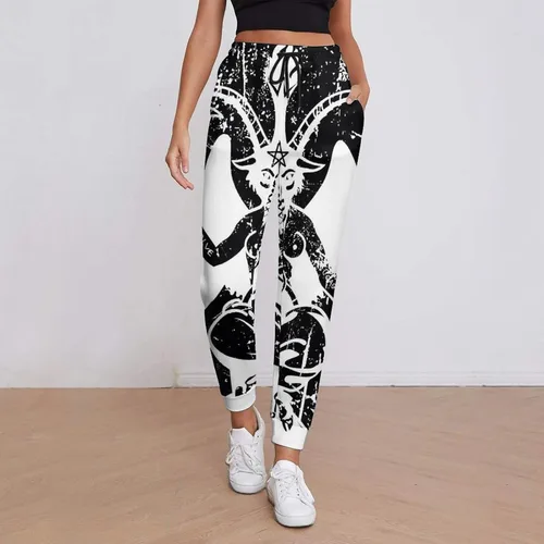 Miniatura 2 de Satanic Goat Baphomet - Pantalones deportivos de cintura alta con bolsillos para mujer