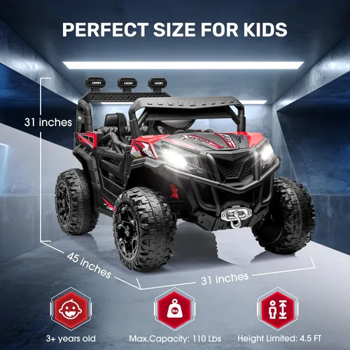 Miniatura 7 de ANPABO Juguetes de paseo de 24 V para niños grandes con control remoto, motores de 4 x 75 W, máximo 4.5 MPH, conmutable 4WD/2WD, 4 amortiguadores
