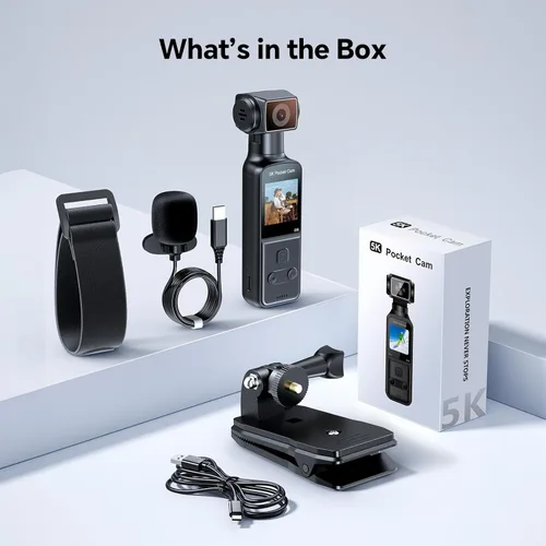Miniatura 9 de Cámara corporal 5K con audio, lente giratoria de 270°, micrófono externo y estabilización EIS - Cámara de vlogging Z14 4K/60FPS para grabación