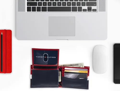Miniatura 6 de Tommy Hilfiger Cartera de cuero genuino para hombre con múltiples ranuras para tarjetas