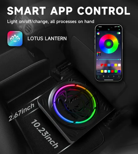 Miniatura 2 de Subwoofer RGB de 1200W, Subwoofer de Coche Delgado Bajo el Asiento y Paquete de Amplificador con Luz RGB Sincronizada con el Ritmo, Control