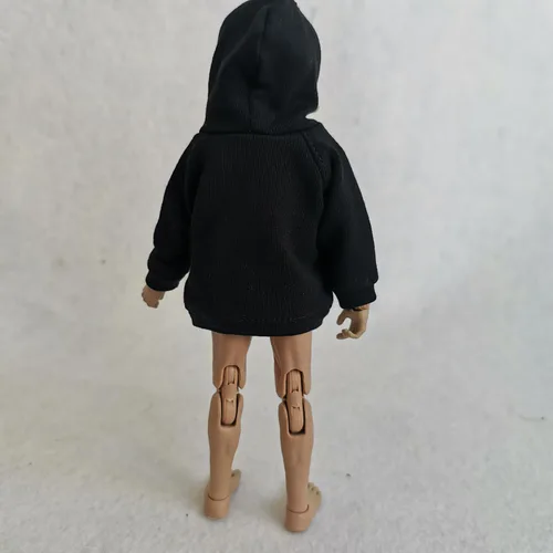 Miniatura 7 de Figura de acción de hombre fuerte a escala 1/12, ropa masculina, ropa con capucha para hombre, ropa para 1:12 6 pulgadas, figura de acción Negro