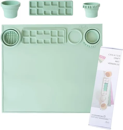 Alfombrilla de silicona para manualidades y pintura de Cheek's Paper Room - Creador V.2.0 (Matcha) Alfombrilla grande con limpiador de pinceles
