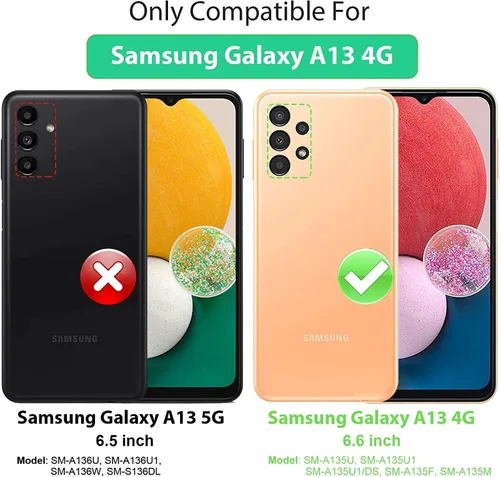 Miniatura 2 de Asuwish Funda de teléfono para Samsung Galaxy A13 LTE 4G con protector de pantalla de vidrio templado y funda delgada de cuero, soporte