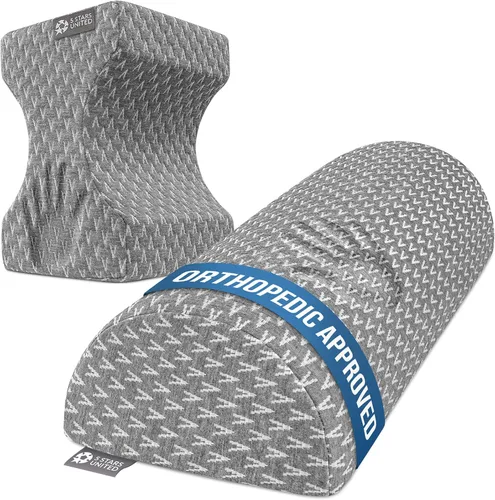5 STARS UNITED Half Moon Bolster - Almohada semirenrollable y almohada de rodilla para personas que duermen de lado, 100% espuma viscoelástica