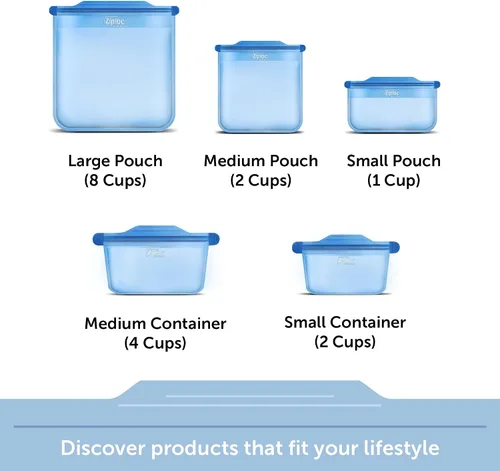 Miniatura 14 de Ziploc Endurables - Recipientes de silicona para almacenamiento de alimentos, aptos para microondas y ecológicos, recipiente pequeño, 2