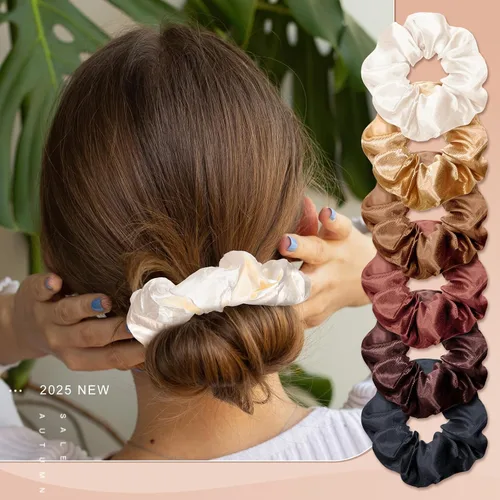 Miniatura 6 de WILLBOND 24 coleteros de satén para el cabello, bandas elásticas de seda a granel, soporte para cola de caballo para mujeres y niñas, accesorios