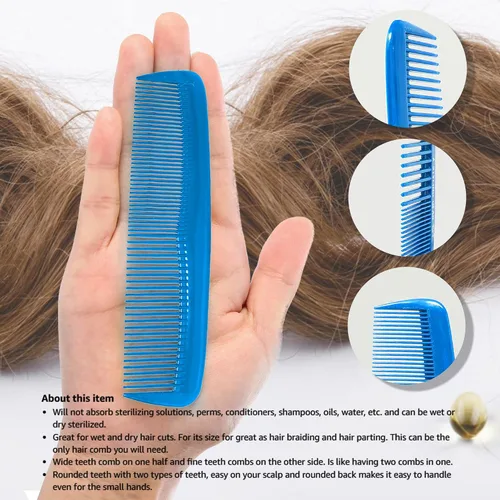 Miniatura 3 de Soft 'N Style Juego de 4 peines para el cuidado del cabello - No se rompen - peine para hombres/peine de dientes finos/peines para cabello Azul