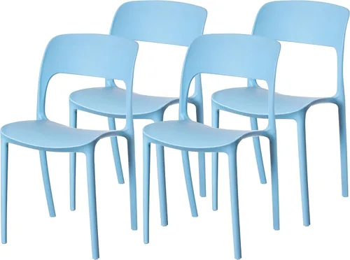 Miniatura 18 de Fabulaxe Silla de comedor moderna de plástico para exteriores con respaldo curvado abierto, juego de 2 unidades Juego de 2 rojo