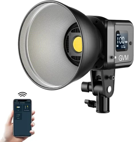 Miniatura 10 de GVM - Luz de video de 80 W, iluminación continua para fotografía con soporte Bowens, 5600K, 44100Lux/1.6 ft luz de estudio con aplicación, CRI 97+ 8