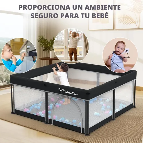 Miniatura 3 de Corral de juego plegable para bebés Taleco Gear con alfombra, 50''x50'' corral para bebés y niños pequeños, corral para bebés con puerta