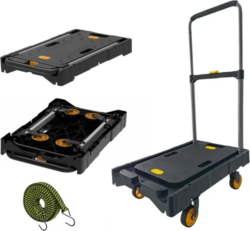 Miniatura 11 de Carro plegable de mano resistente mejorado con ruedas, carrito portátil de 330 libras, mango ajustable para equipaje, mudanzas, viajes, compras