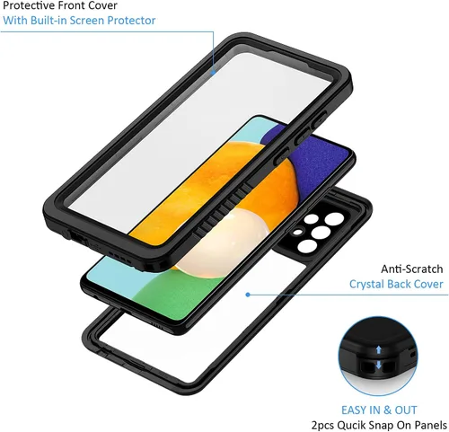 Miniatura 3 de Lanhiem Funda para Samsung Galaxy A52, IP68 impermeable a prueba de polvo con protector de pantalla integrado, funda protectora de cuerpo completo