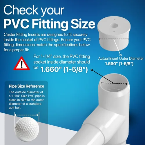 Miniatura 5 de FORMUFIT Adaptador de montaje de PVC con ruedas de 1-1/4 pulgadas, grado de muebles, blanco, fabricado en Estados Unidos, resistente a los rayos UV