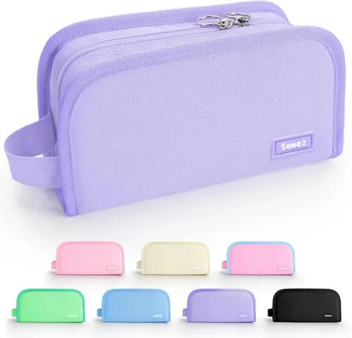 Miniatura 8 de Sooez - Estuche para lápices con apertura amplia, estuche organizador de gran capacidad para artículos de papelería, bolsa estética para lápices