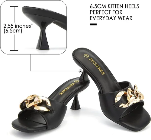 Miniatura 2 de TINSTREE Sandalias de tacón cuadrado para mujer con tacón cuadrado para fiesta de noche, baile de graduación, sandalias de vestir sin cordones