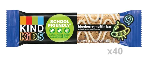 Miniatura 6 de KIND Barras de granola para niños, magdalenas de arándanos, sin gluten, bajas en sodio, bocadillos sin maní y nueces de árbol, 0.18 onzas