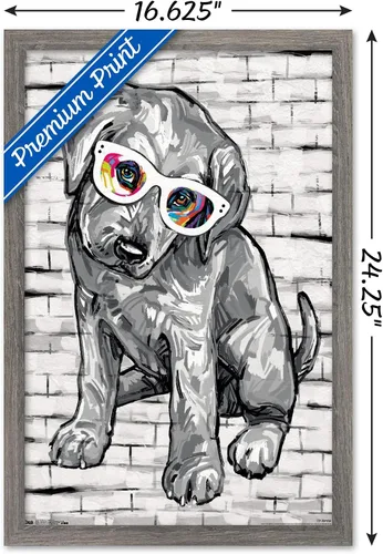 Miniatura 3 de Trends International PD Moreno - Póster de pared con gafas para perro, 14.725 x 22.375 pulgadas, versión enmarcada de madera de granero