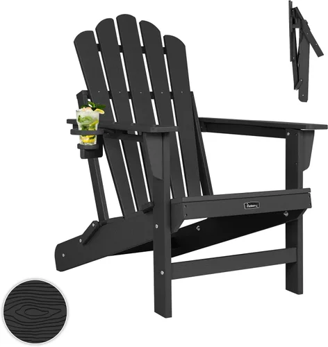 Miniatura 37 de FUNBERRY Juego de 6 sillas plegables Adirondack para todo tipo de clima, sillas para hogueras de polietileno de alta densidad con portavasos