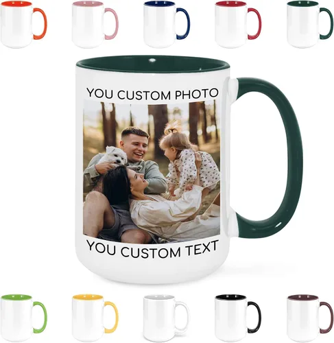 Miniatura 20 de Taza de café personalizada con texto y foto, taza personalizada, ideas únicas, regalos para hombres, mujeres, mamá, papá, novia, novio, amigo, Negro