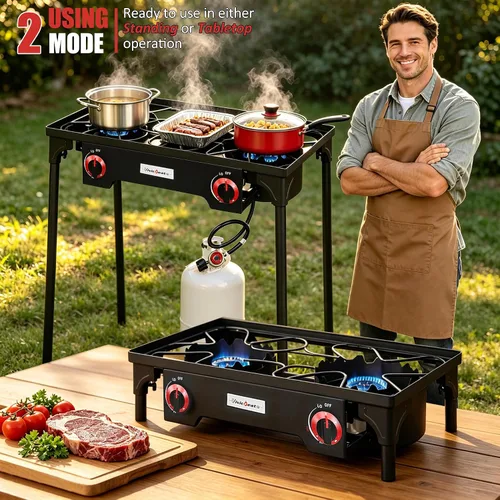 Miniatura 8 de Vivicreate Regulador de Gas Propano de Alta Presión 20 PSIG para Acampar al Aire Libre Parrilla de Barbacoa Estufa de Quemador Estufas de Gas