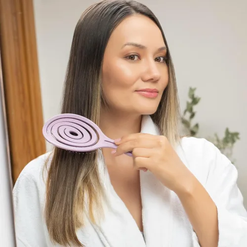 Miniatura 6 de Ninabella - Cepillo orgánico desenredante para cabello de mujeres, hombres y niños, no tira del cabello, cepillo alisador para cabello liso, rizado