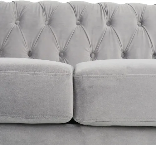 Miniatura 2 de ORRD Sofá Chesterfield, moderno sofá de terciopelo copetudo de 3 plazas con brazos de desplazamiento y cabeza de clavos para sala de estar
