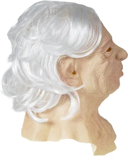 Miniatura 5 de Máscara realista de anciano para mujer, para Halloween, máscara de látex visible, máscara para la cabeza, accesorio para fiesta de disfraces
