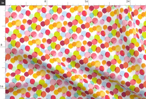 Miniatura 3 de Spoonflower Tela - Globos brillantes Fiesta de cumpleaños Colorido Feliz Naranja Rojo Rosa Impreso en Tela de Gasa Cuarto Grasa - Costura Ropa