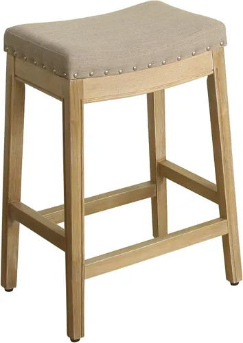 Miniatura 6 de Homepop Decoración del hogar Taburetes de bar de altura de mostrador con ribete de clavos sin espalda Taburetes de bar de 24 pulgadas Muebles