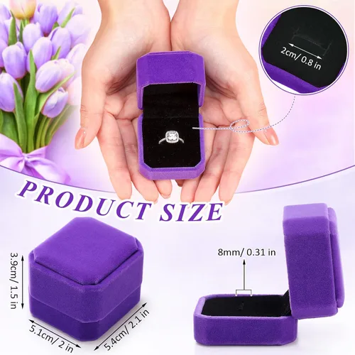 Miniatura 30 de Laumoi Caja de terciopelo para anillos de 36 piezas para ceremonia de boda, cajas de joyería de compromiso, estuche de exhibición para anillos
