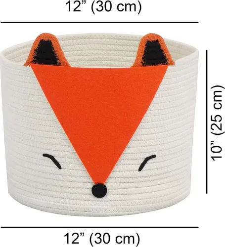 Miniatura 7 de T&T Homewares Cesta de almacenamiento de zorro naranja, tamaño mediano, multiusos para pañales de bebé, lavandería, habitación de los niños